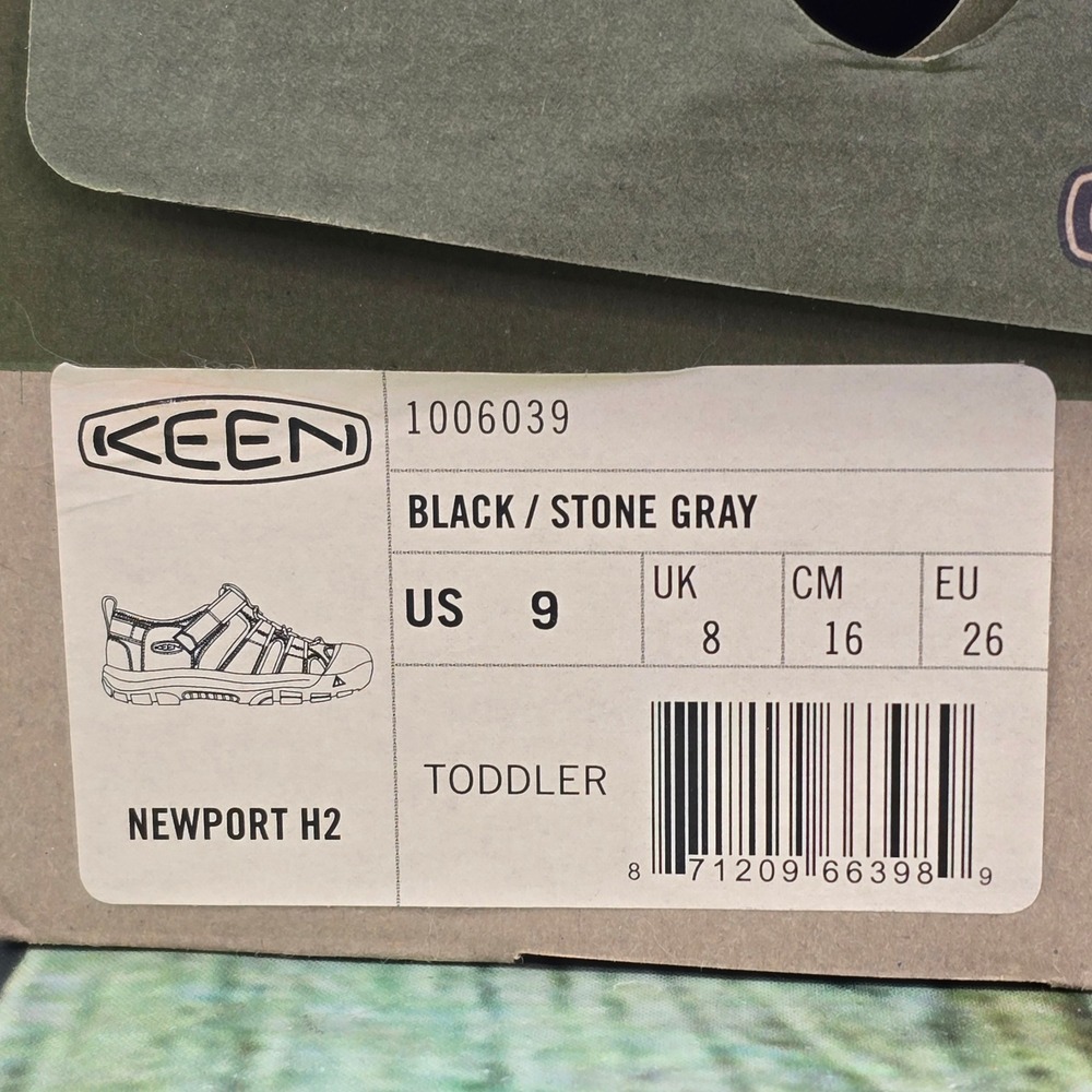 Keen Newport H2 Sandals Toddler Boys 9 Black Stone Waterproof Hiking Water Shoes - Picture 10 of 10